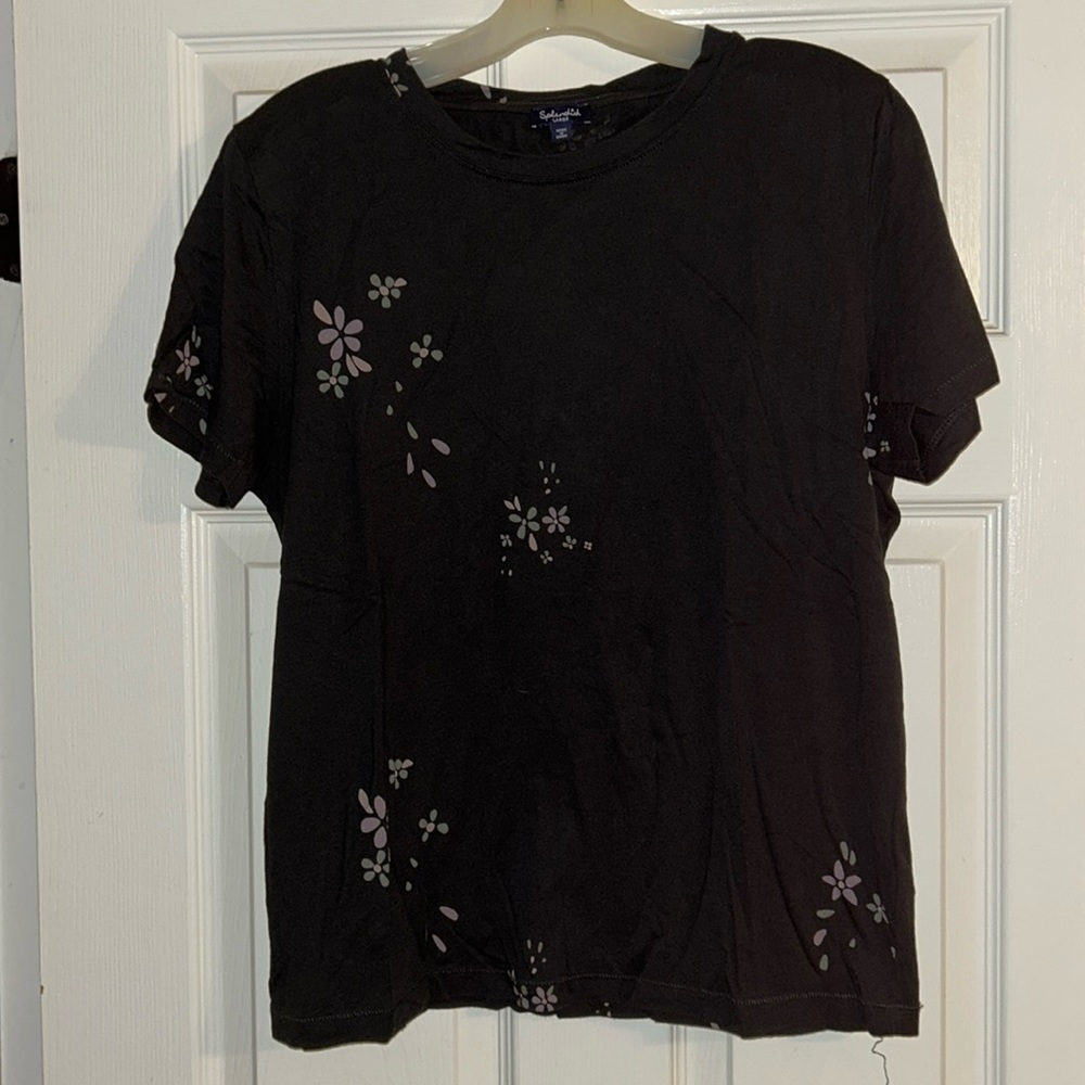 Black tshirt with pink flowers